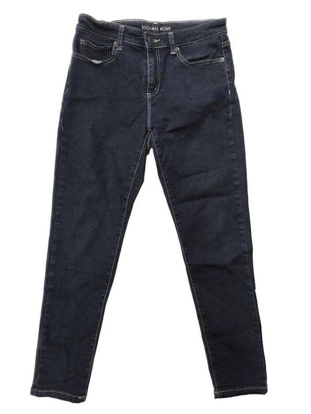 Michael Kors Women Izzy Skinny Ankle Jeans Dark Wash Mid Rise Stretch Denim Sz 8